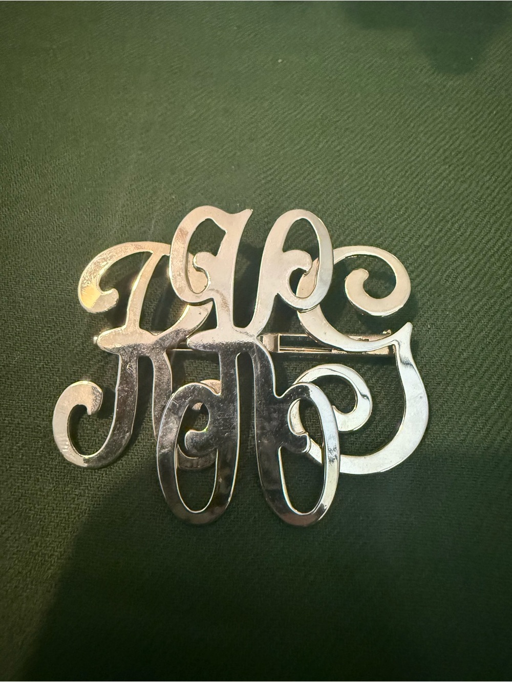 Silver Script Monogram Brooch - Vintage-Inspired Initials
